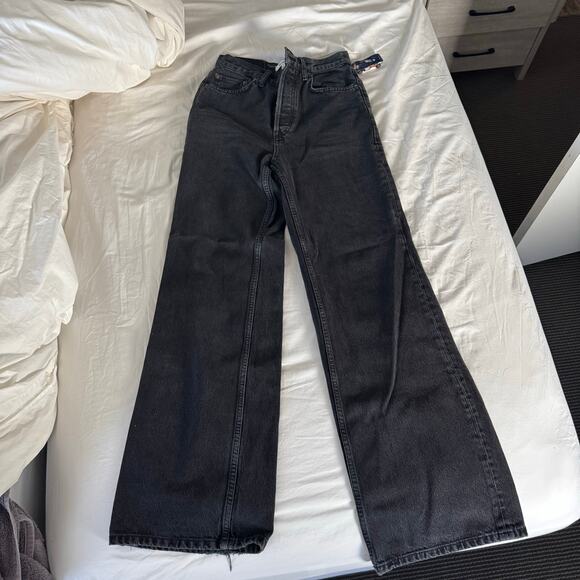RE/DONE denim jeans High Rise wide Leg in washed noir size 26 - Picture 1 of 2